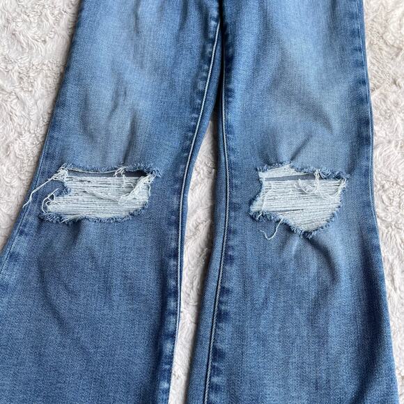 Good American good legs crop mini boot jeans kick crop flare bootcut distressed - Picture 8 of 14